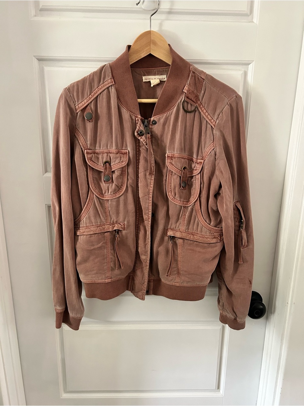 Peyton Jensen Dusty Rose Utility Bomber Jacket M
